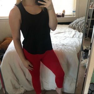 Forever 21 Red Yoga Pants W/ Mesh, 7/8 length